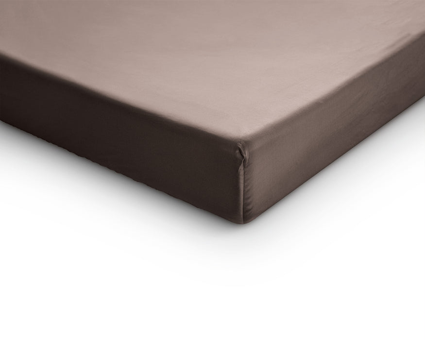 Splittopper Satin-Spannbettlaken Taupe