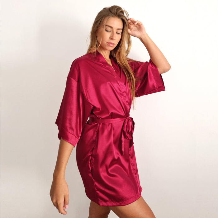 Kimono Satin Dunkelrot